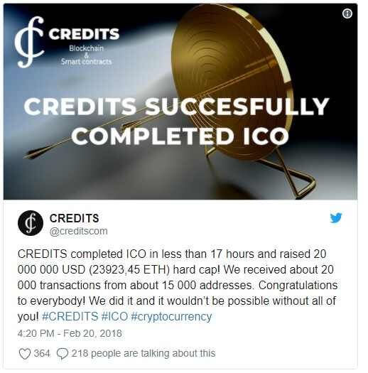 CREDITS ICO Twitter