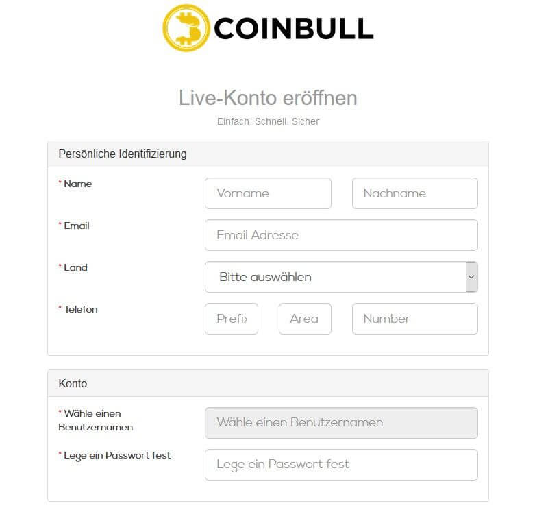 Coinbull Konto eröffnen Guide