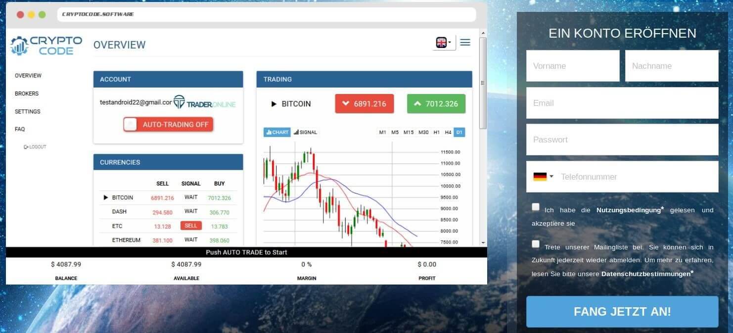 Cryptocode Hauptansicht