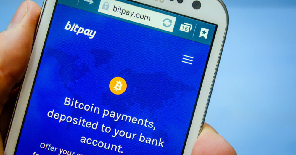 BitPay-Website auf einem Smartphone