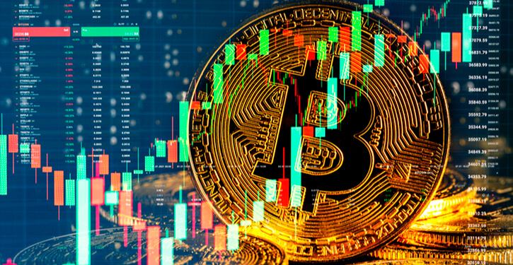 Bitcoin hinter einem Handelschart